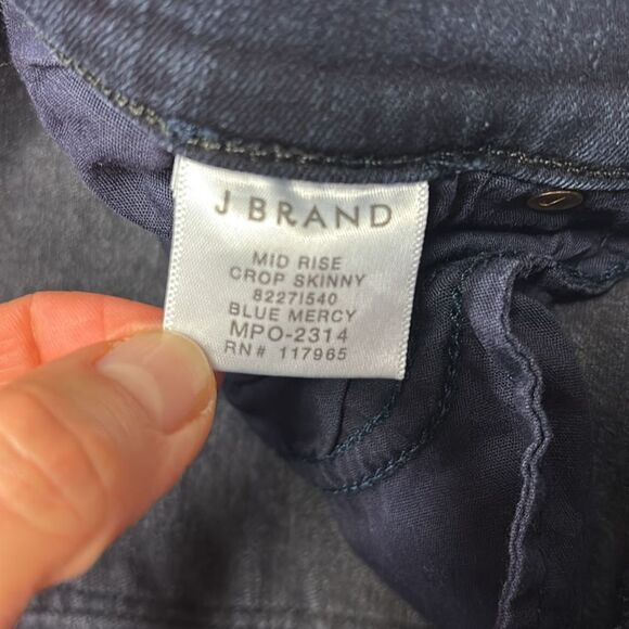 J. Brand Dark Denim Distressed Jeans mid rise crop skinny 27 - Picture 7 of 9